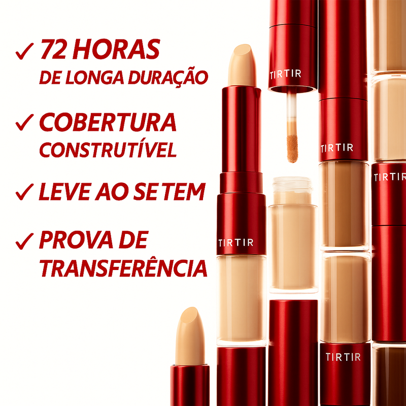 Corretivo TIRTIR Glide & Hide – Dupla Ação para uma Pele Impecável, Efeito Filtro, Cobertura Natural e Hidratação 72h