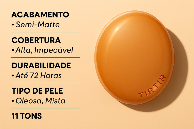 Base Cushion TIRTIR Mask Fit AI Filter 18g – Cobertura 72h, Controle da Oleosidade e Efeito Filtro Instantâneo